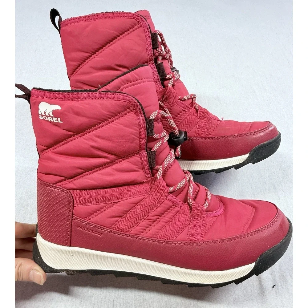 Sorel Whitney II Winter Boots Women Sz 6 Pink Insulated Waterproof Comfort Warm